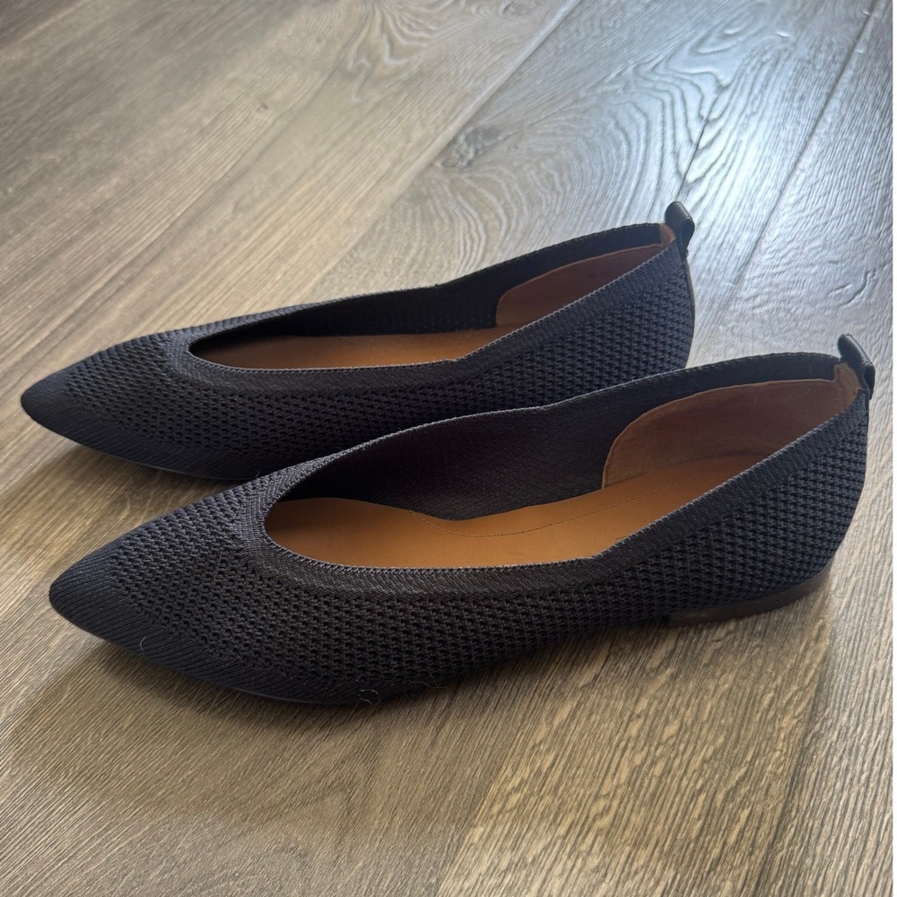 Everlane The Day Glove Pointed Flat Size 8.5 Navy Blue Knit Shoes Excellent